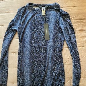 Black and blue snake pattern super soft long sleeve BCBG top - NWT!